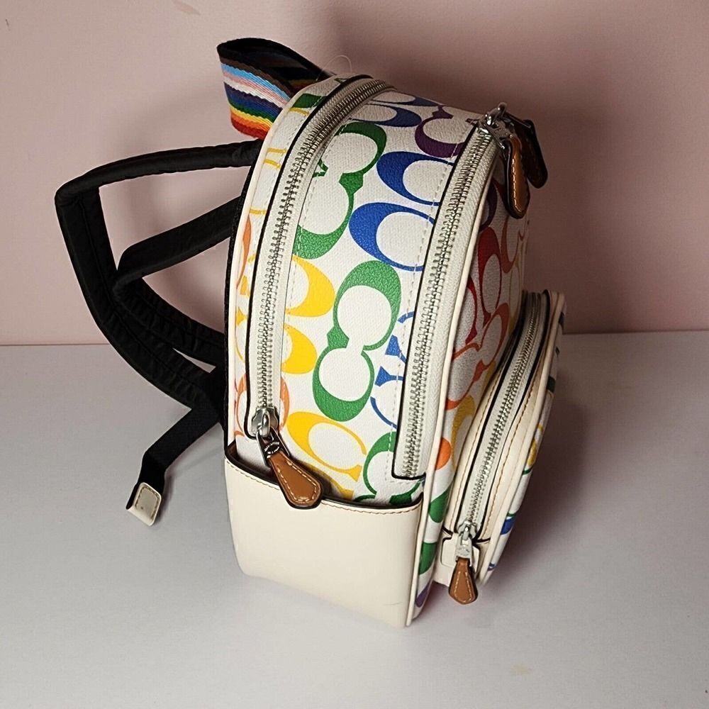 NWT COACH CK377 MINI COURT BACKPACK RAINBOW SIGNATURE PRIDE - Picture 3 of 7